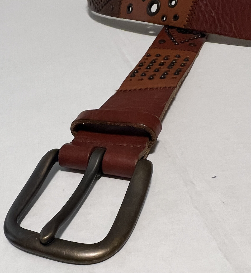 Fossil Studded Leather Patchwork Belt Women’s Siz… - image 12