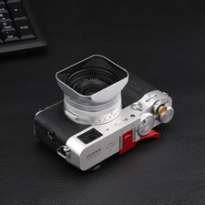 Haoge Square Metal Lens Hood with 49mm Adapter for Fujifilm Fuji X100V Silver