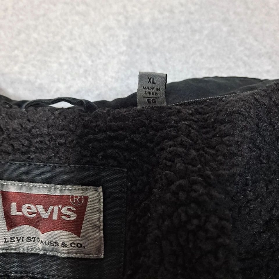 Levi's Jacket Men XL Black Coat Sherpa Lined Grunge Dark Academia Heritage Y2K - Image 4 of 4