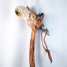 Vintage Native American Indian Hopi Chief Handmade Kachina Stick 26"L