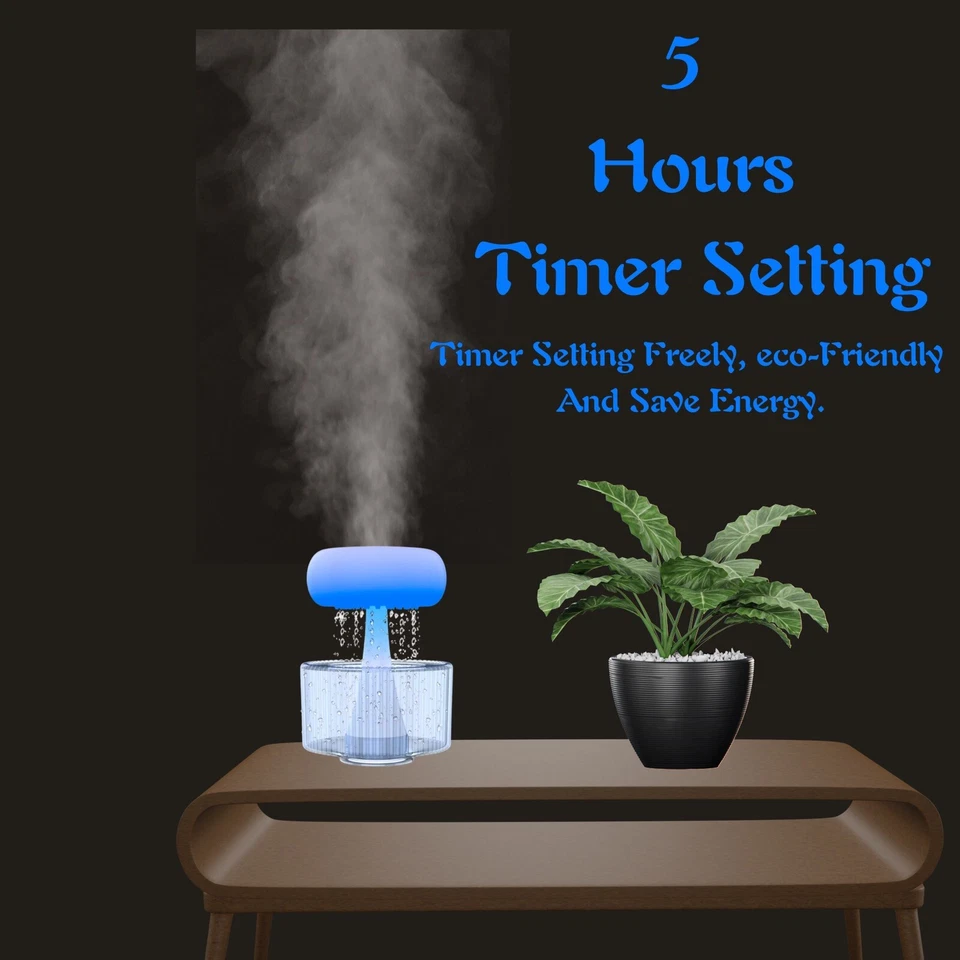 Rain Cloud Humidifier Electric Aroma Diffuser Cloud water Drop sound LED Lamp - Image 4 of 4