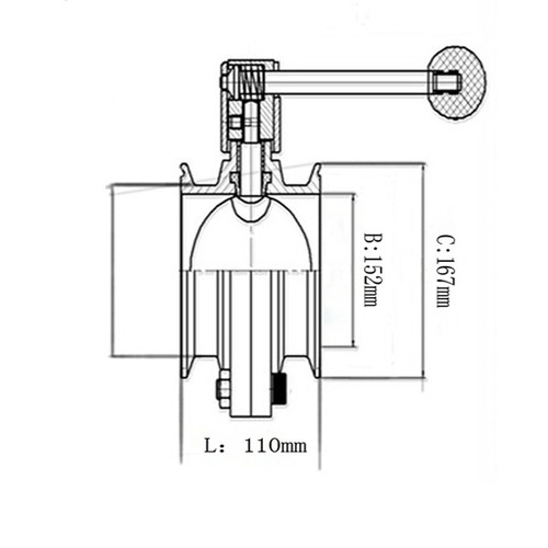 6"/152mm Sanitary Stainless Steel 304 Butterfly Valve Tri Clamp Butterfly Valve - Picture 10 of 17