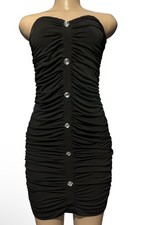 Trendyol Elegante ~ Talla M/38/US 6~ Vestido Negro Acanalado Sin Tirantes Mini Vestido