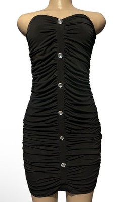Trendyol Elegant ~ Size M/ 38/US 6~ Black Dress Ruched Strapless Mini Dress