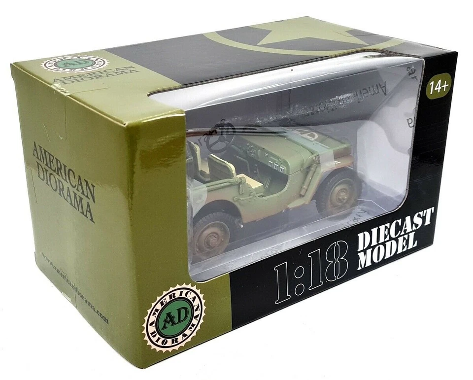 AD 1/18 - Jeep Willy's Vehículo Militar Ejército de Estados Unidos Policía Muddy - Modelo de coche fundido a presión Foto 2 de 4