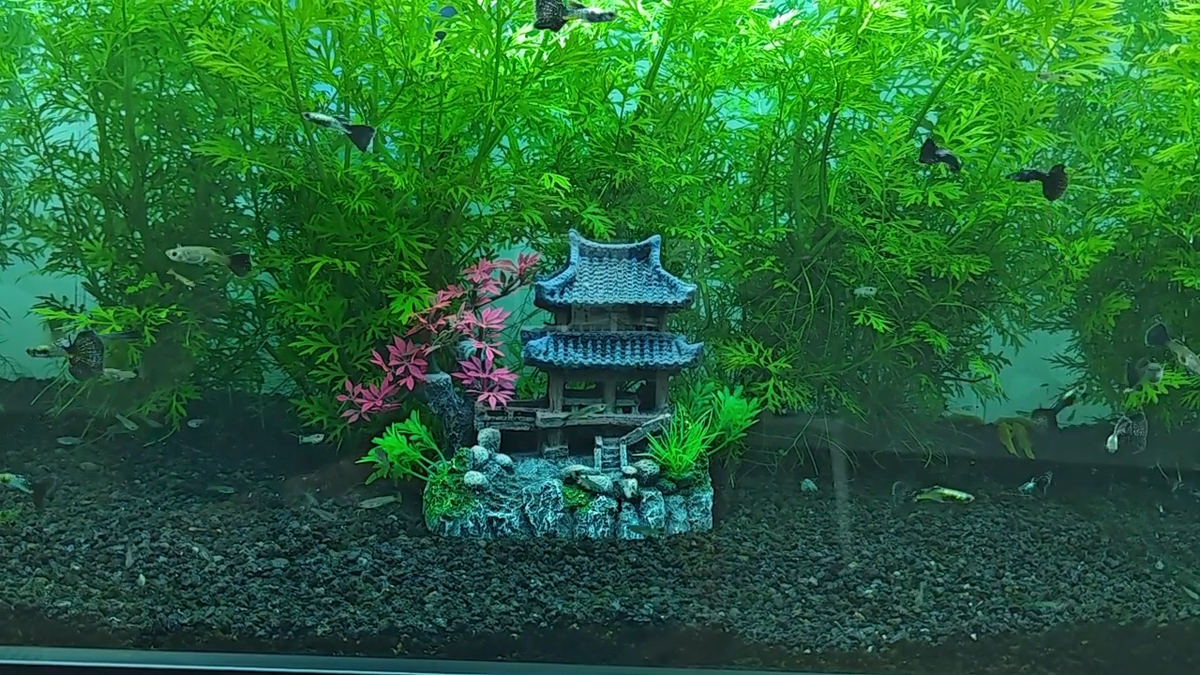Realistic Resin Temple Fish Tank Ornament Miniature Eastern