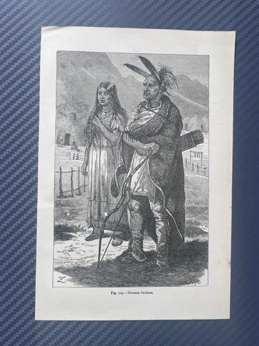 Pawnee Indians of The Great Plains - Antique Print 1893 - Native Americans