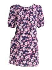 CONNECTED APPAREL Womens Navy Elastic Cuff Pullover Short Sleeve Sheath Dress 10