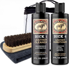 Leather Care Kit, Bick 1 Leather Cleaner, Bick 4 Conditioner, Brush Cloth