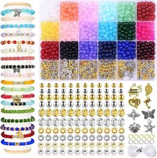 1280pcs 6mm Glass Beads for Bracelets, Bracelet Making Kit medium, A1 Style 1