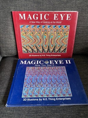 Magic Eye Books, 2 book set - hardcover 3D Illusions 1994 Vintage Now You See It