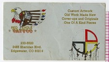 original vintage 1980s red eagle native edgewater CO colorado tattoo biz card