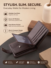 Men's Slim Leather Wallet Zipper Card Holder Coin Pocket Short Bifold Purse Case