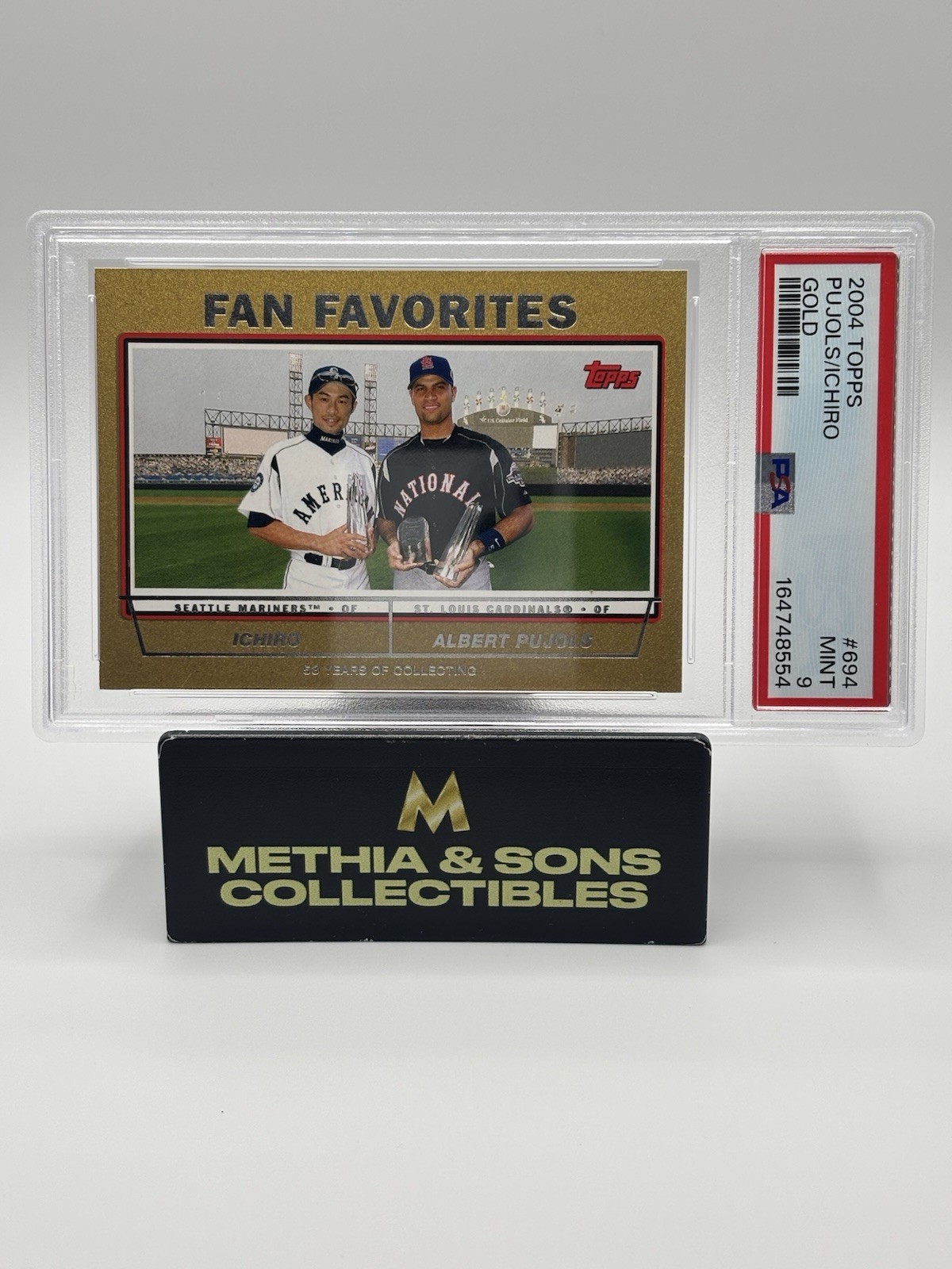 2004 Topps Ichiro Suzuki Albert Pujols 694 Fan Favorites Gold /2004 PSA 9