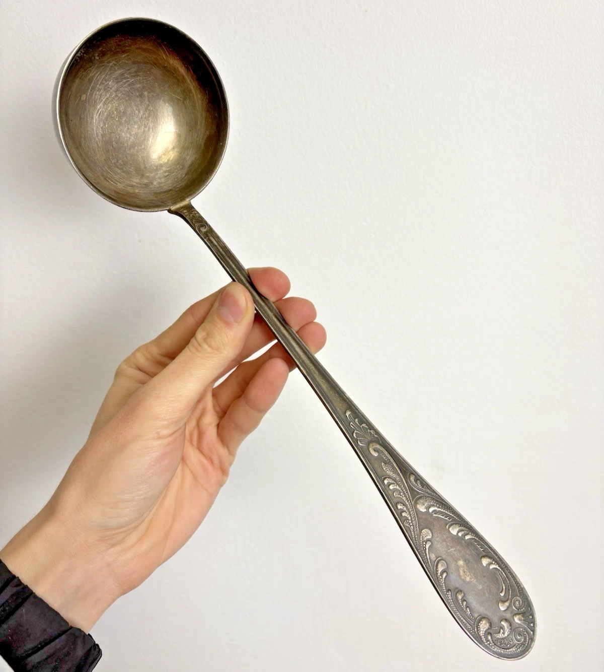 VINTAGE SOVIET ERA USSR Ukraine BAROQUE STYLE SILVERPLATED SOUP LADLE 🍲