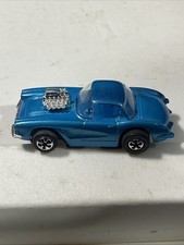 TYCO Corvette Metallic Blue HO Scale Slot Car with Chrome Blower Engine UNTESTED