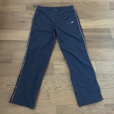 Vintage 80s Nike Large Navy Track Sweat Pants Swoosh Ankle Zip Lightweight Nylon