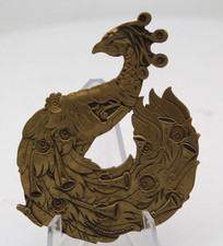 Steampunk Phoenix Non-Trackable Geocoin 2.7" Antique Bronze Fantasy Token