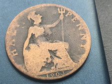 1903 British Edward Halfpenny half penny 1/2p