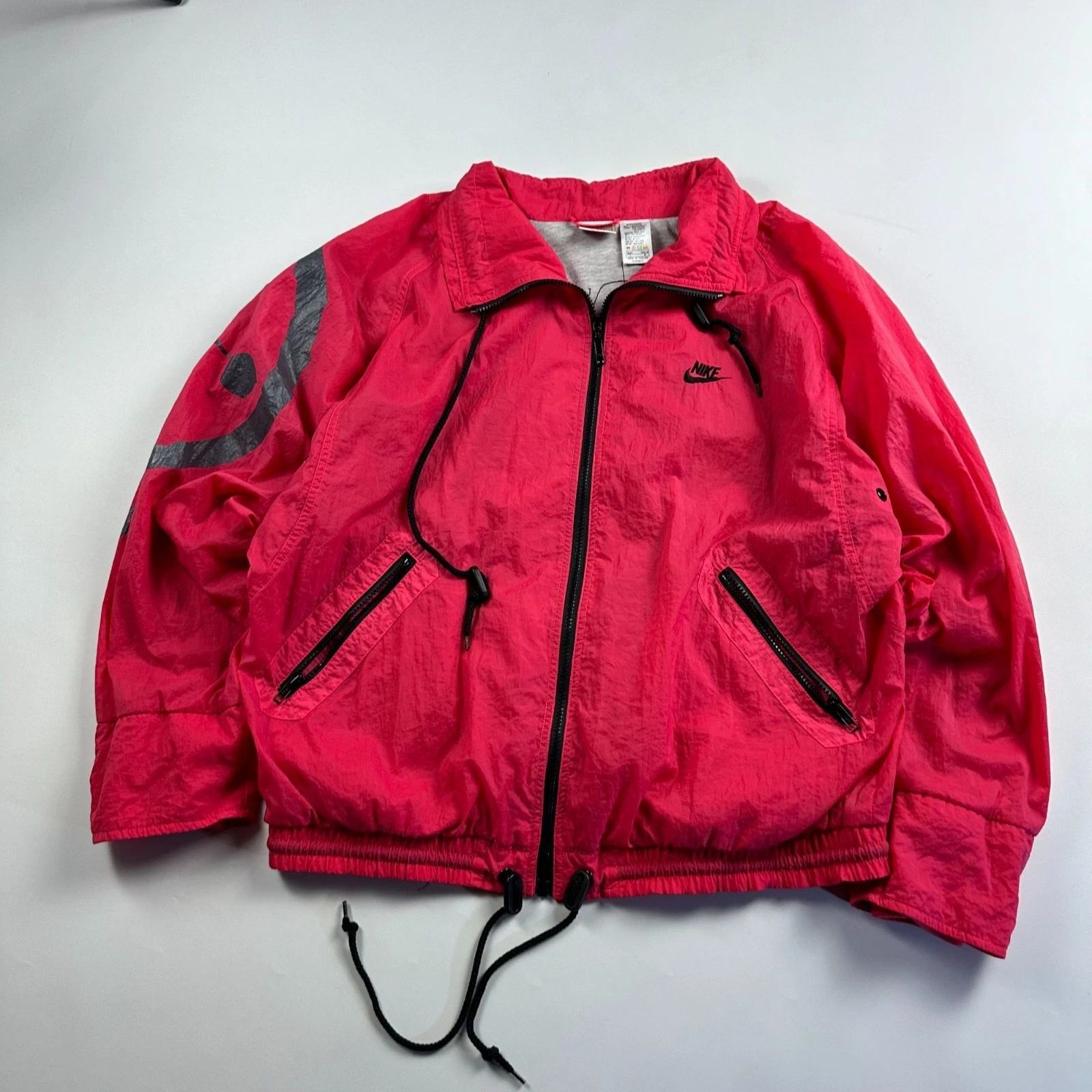 VTG 90s Nike Pink Shell Track Jacket Grey Tag Archival Sportswear Size Large (L)