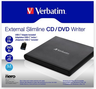 Verbatim Slimline USB 2.0 inklusive USB-A-zu-USB-C-Adapter Externe #1907323