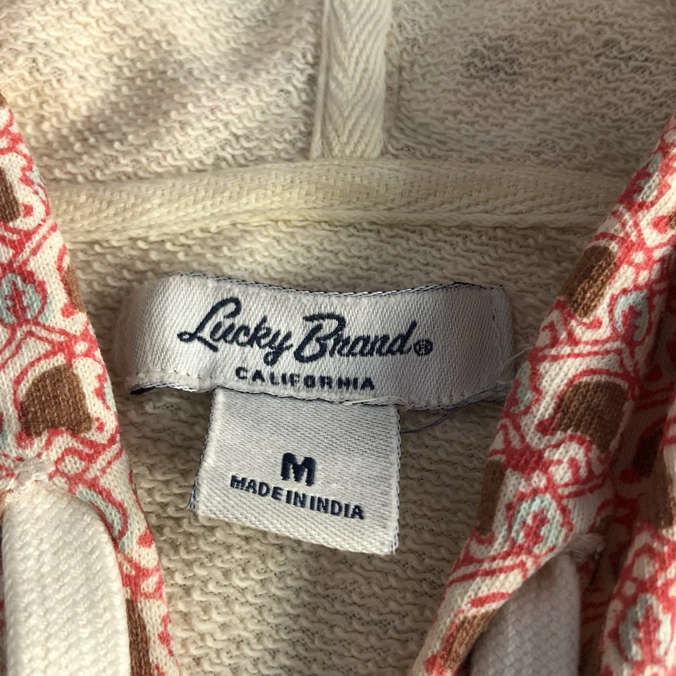 VTG Lucky Brand Y2K Allover Print Hoodie Jacket Sweatshirt M floral Rare Boho - Image 3 of 4