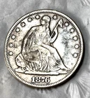 1876 SEATED LIBERTY HALF DOLLAR ~ Pretty decent detail.  This is the actual coin