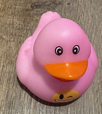 Pink Rubber Duck Bath Toy for Kids, Orange Beak, Ombr  Pink Winky Face emoji