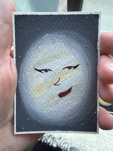 ACEO Original Mini Art Card, Solar System, Venus, Gouache, SamanthaSonet.Art
