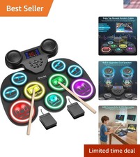 Rechargeable 9-Pad Electronic Drum Set with Colorful Light Show - Perfect Gift