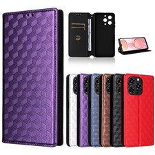 For Oukitel C5 2025 Fashion Grid Wallet Leather Stand Cover Phone Case