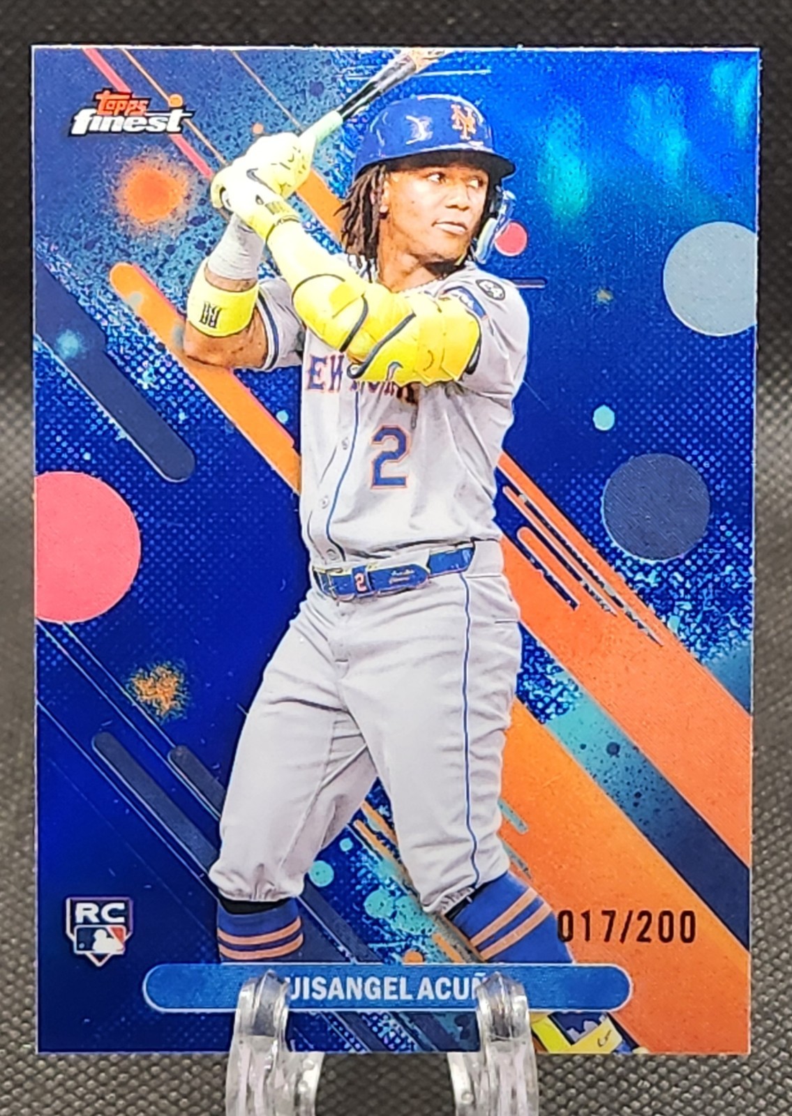 2025 Topps Finest Luisangel Acuna Blue Refractor 17/200 Rookie Card #52 Mets