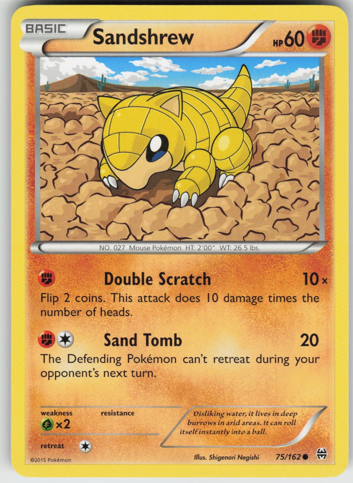 Sandshrew 75/162 XY - BREAKthrough Pokemon Lightly Played LP