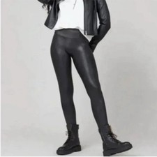 Spanx faux leather high rise leggings black large NWOT