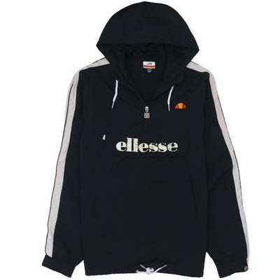 Ellesse Herren Anorak Jacke schwarz Nylon mit Kapuze Gr. M Retro Sport Style