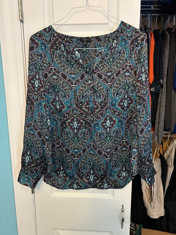 Euc Talbots Petites Paisley Blouse Top Size Petite Large LP