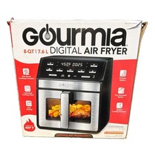 Gourmia 8-Qt/7.6L Digital Air Fryer, Electric, Black/Silver, MPN 6232432