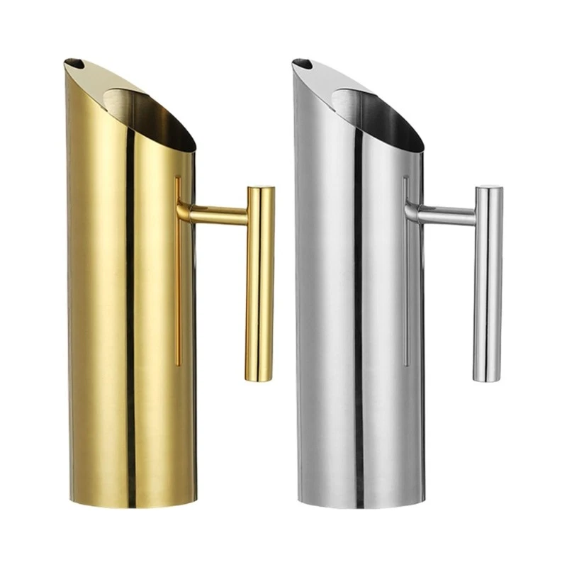 Modern Nonrust Steel Water Carafes Ergonomic Handle Spill Resistant Spouts For