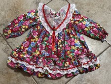 Vintage JO LENE Flower Ruffle Lace Collar Dress Fancy Party 24M