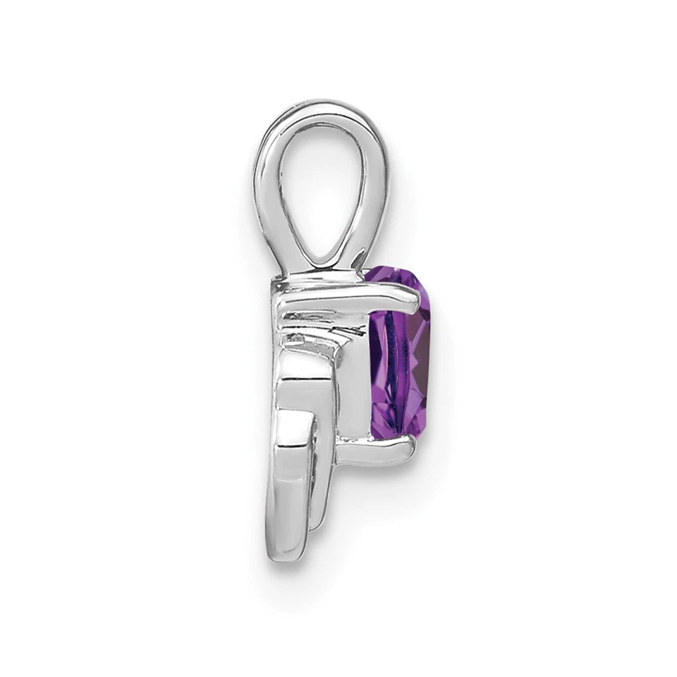14k White Gold 5mm Heart Amethyst and Diamond Pendant 0.67gm L-12.3 mm, W-7.5 mm - Image 2 of 4