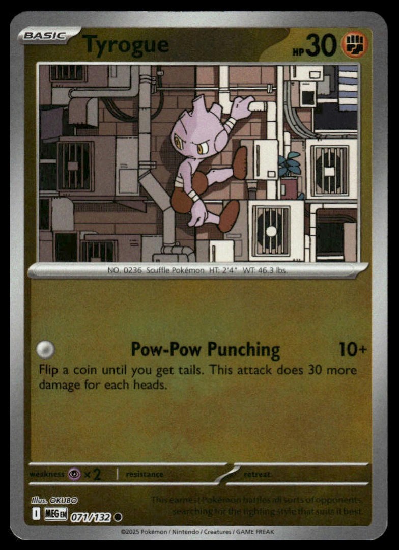 Tyrogue ME01: Mega Evolution #071/132 Reverse Holo NM