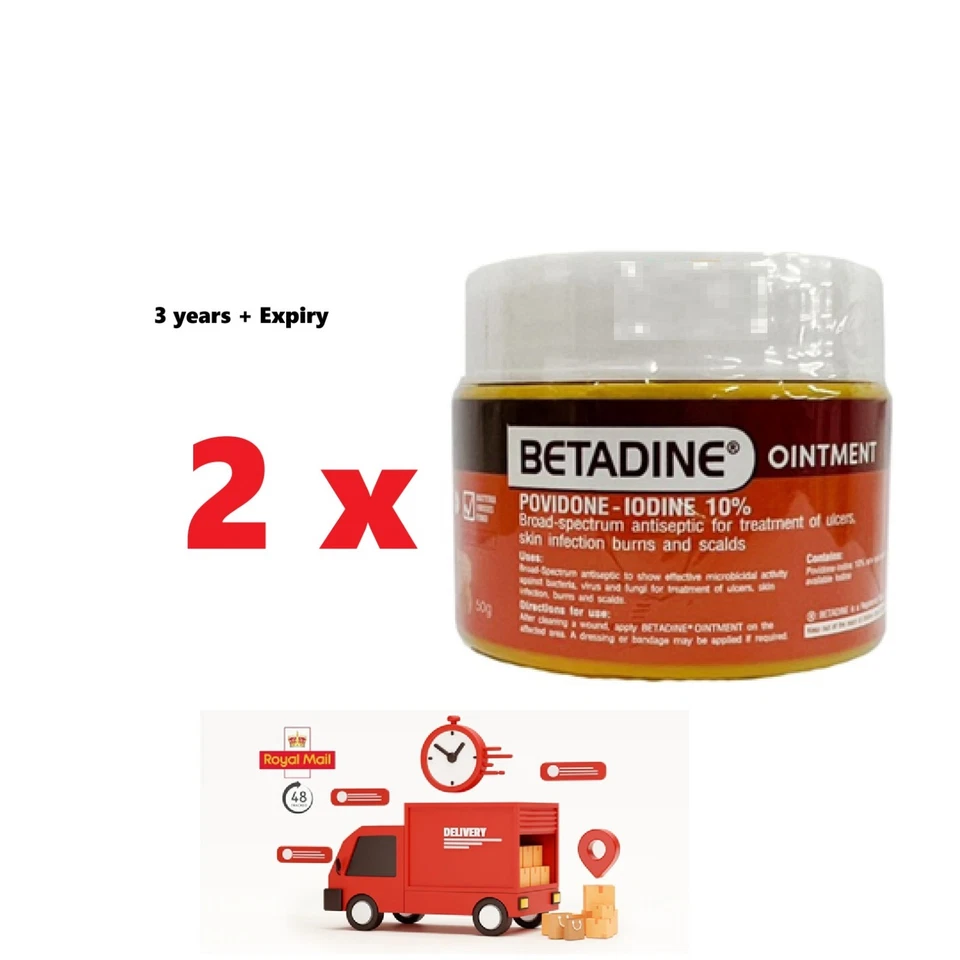 2 X 50g BETADINE OINTMENT POVIDONE IODINE SKIN INFECTION BURNS SCALDS ANTISEPTIC