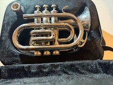 Mendini by Cecilio Nickel Plated Bb Pocket Trumpet with Mouthpiece