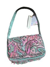 NWT Viral Tik Tok Beaded Tassel Floral Paisley Fringe Purse Bag Sequins Pink