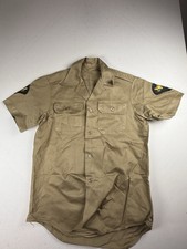 Vintage 60s US ARMY Military Khaki Uniform Shirt Size Small