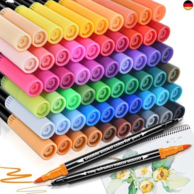 swihorab 60 Colours Felt Tip Pens Dual Brush Marker Dual Brush Pen Set Felt