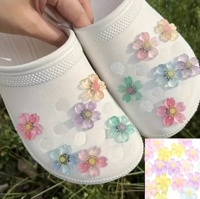 10pc Sakura Cherry Blossom Flower 26mm Shoe Charms for Crocs or