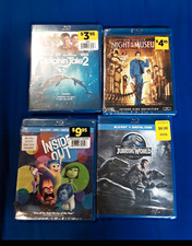 4 Blu-ray Movie Lot w/ Digital Code: Jurassic World, Inside Out, Dolphin Tale 2