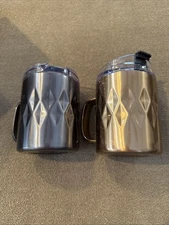 Lot of 2 Primula Stainless Steel Tumblers 0622E Flip Top Lid-Black & Gold (CT)