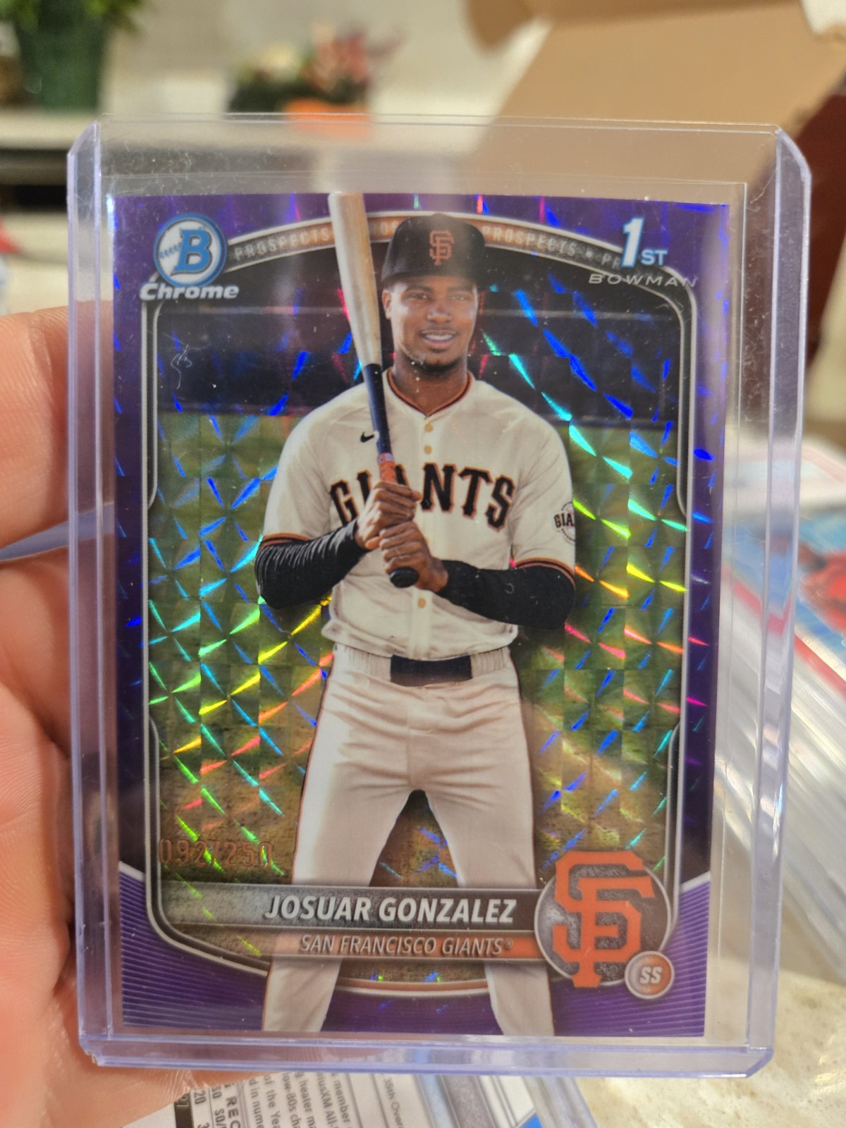 2025 Bowman Chrome-Prospect Josuar Gonzalez#BCP-153 Purple Geo. Refrac/ 250 (RC)